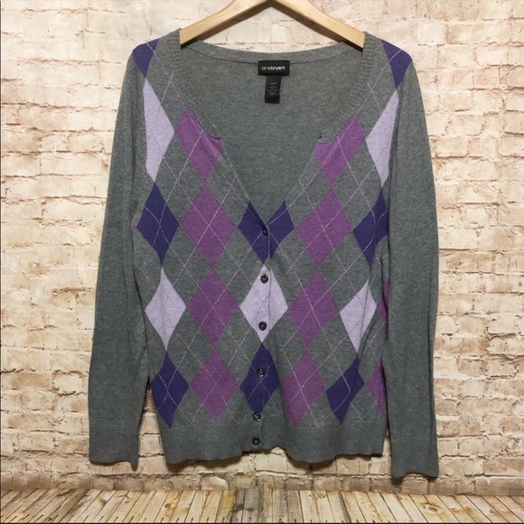 Lane Bryant Argyle Cardigan Sweater - Size 14/16 - Picture 2 of 6